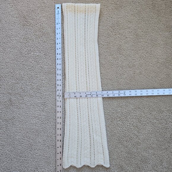 Vintage Pointelle Scarf *Possibly Cashmere* Ivory Fownes Brothers - Picture 4 of 10
